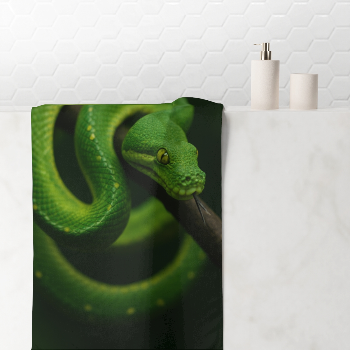 Emerald Coil Green Tree Python unique gift towels