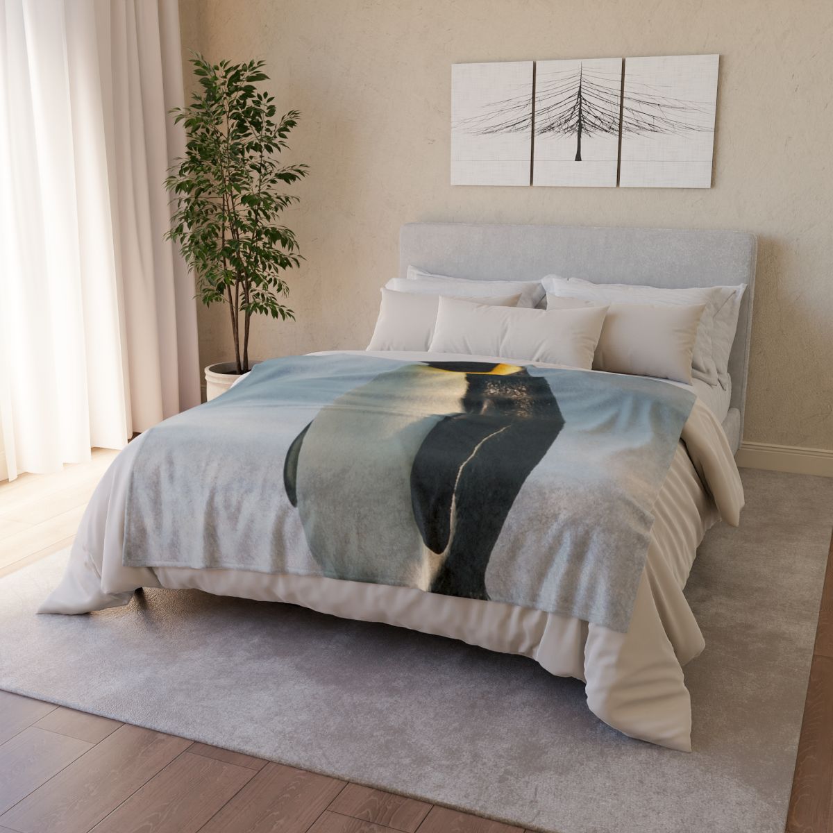 Aurora Drift Emperor Penguin stylish throw blankets
