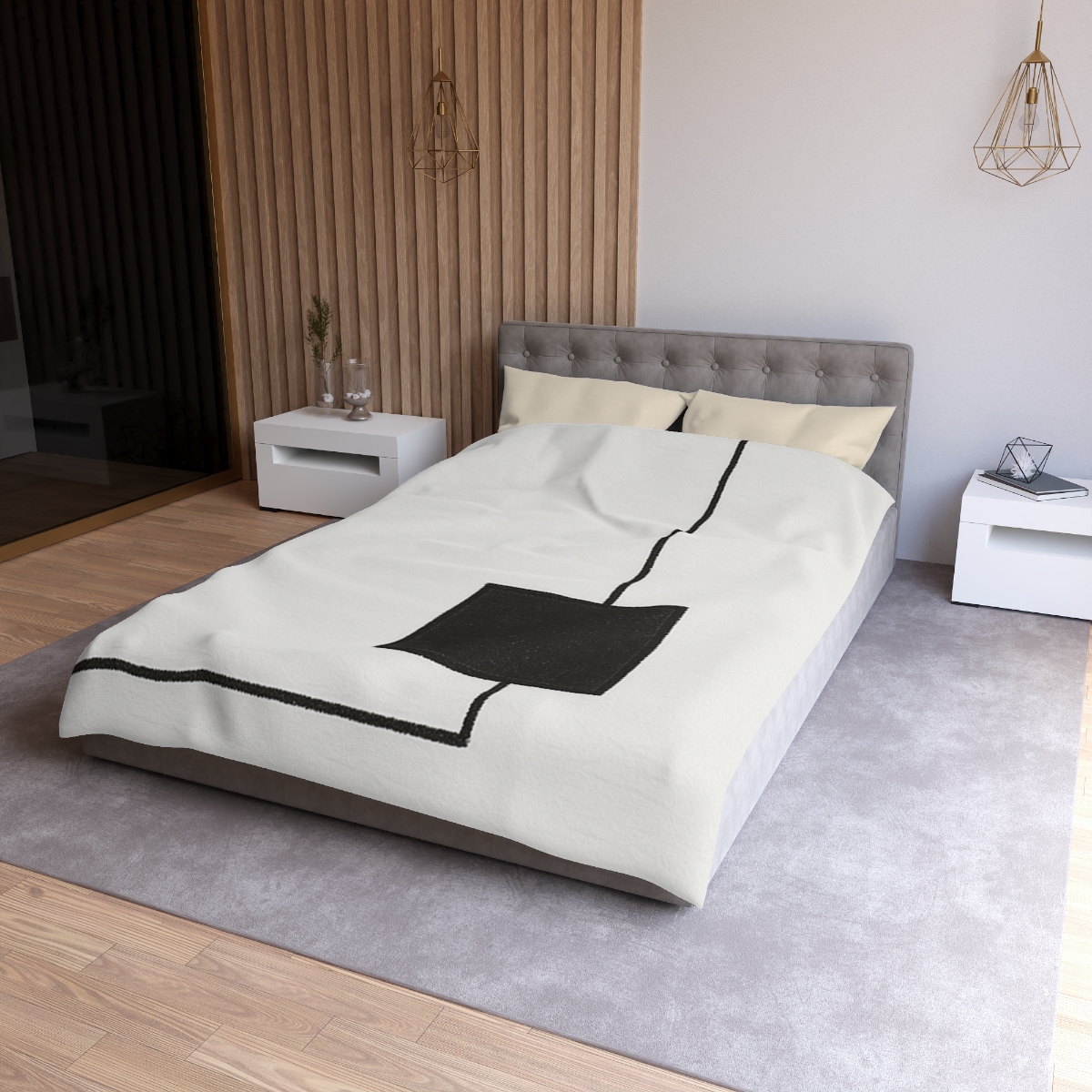 Offset Frame And Inner Square Pause personalized bedding duvets