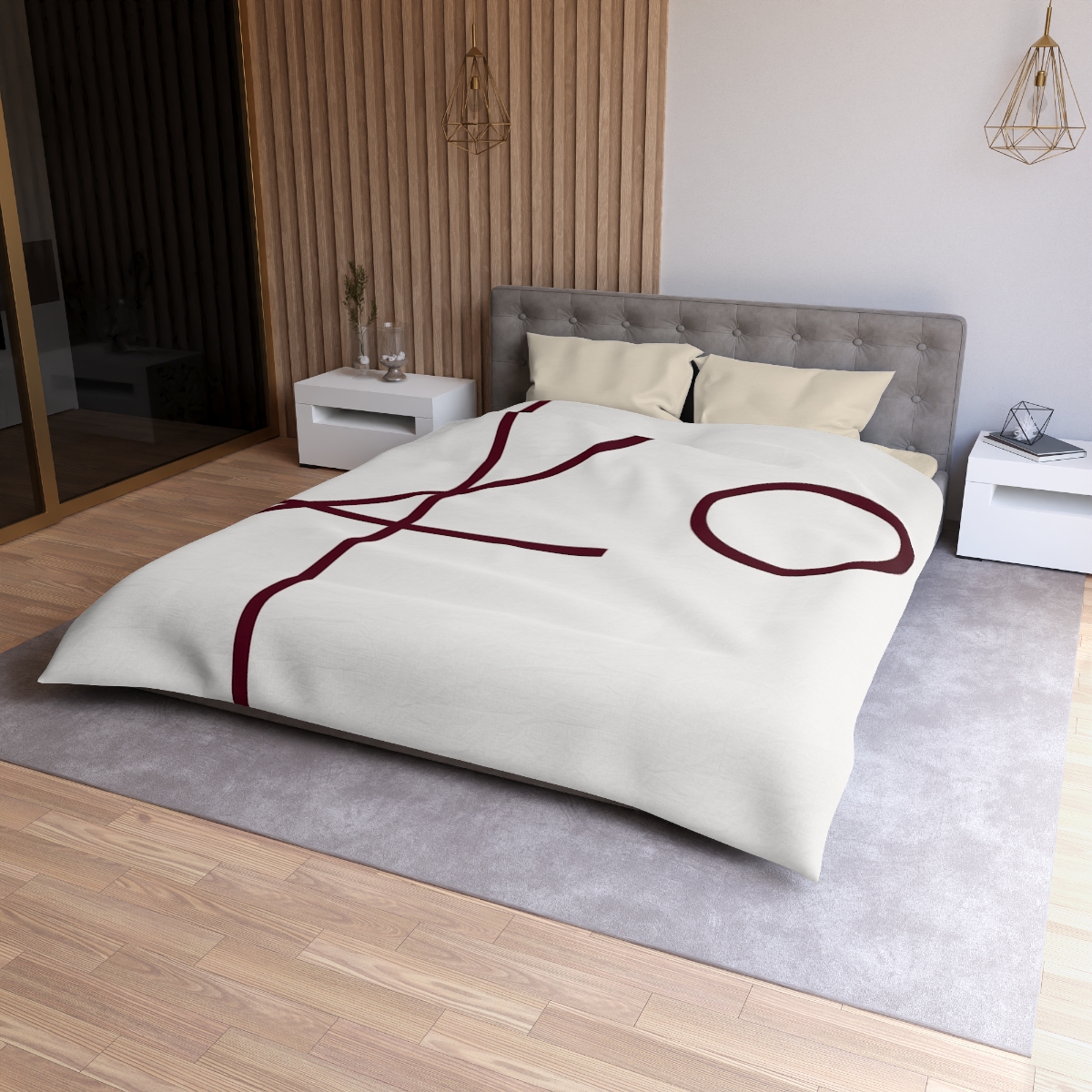 Intersecting Bar Triad With Open Circle unique patterned duvets