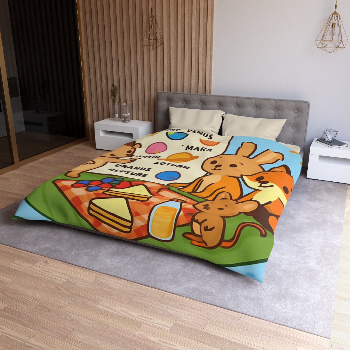 Solar System Picnic On A Floating Leaf stylish duvet covers