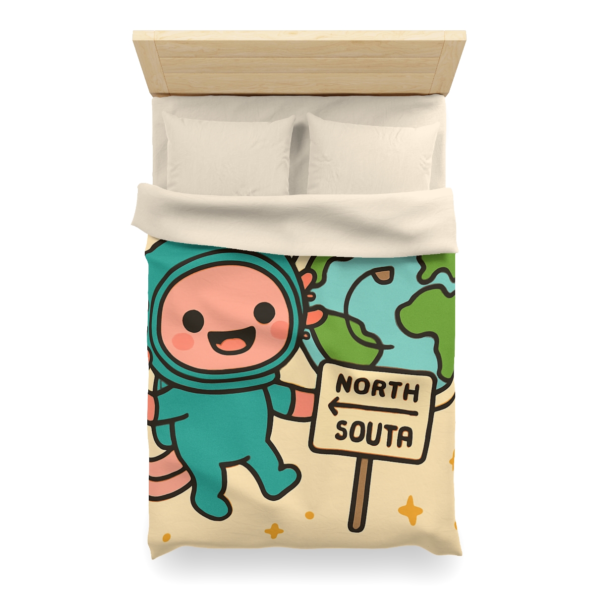 Luna The Axolotl Astronaut And The Bubble Planet Map stylish duvet covers