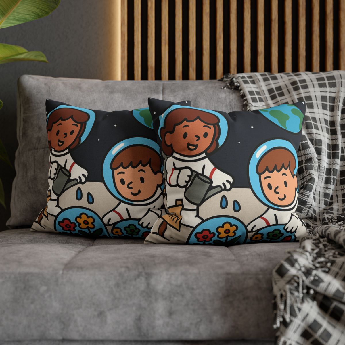 Gravity Garden On The Moon soft cotton pillow cases