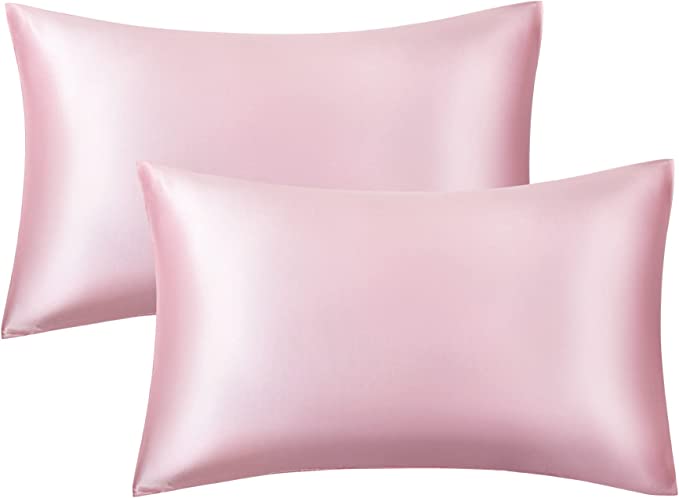 Set Of 2 Satin Silk Pillowcases For Hair And Skin With Envelope Closure