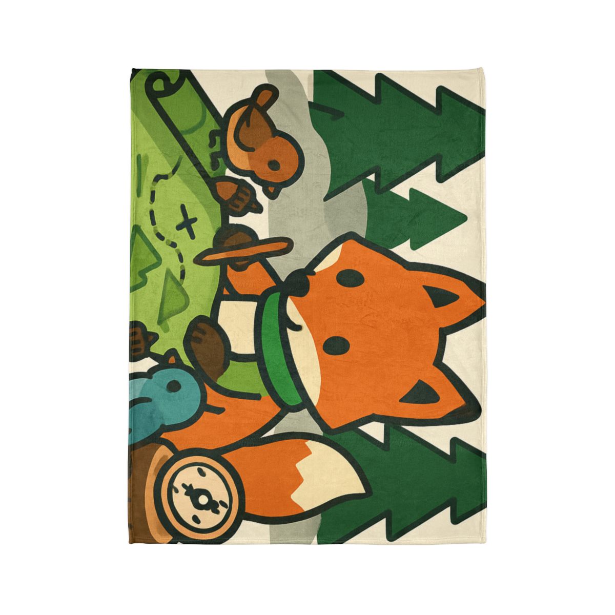 The Map Making Fox In Misty Pines personalized cozy blankets