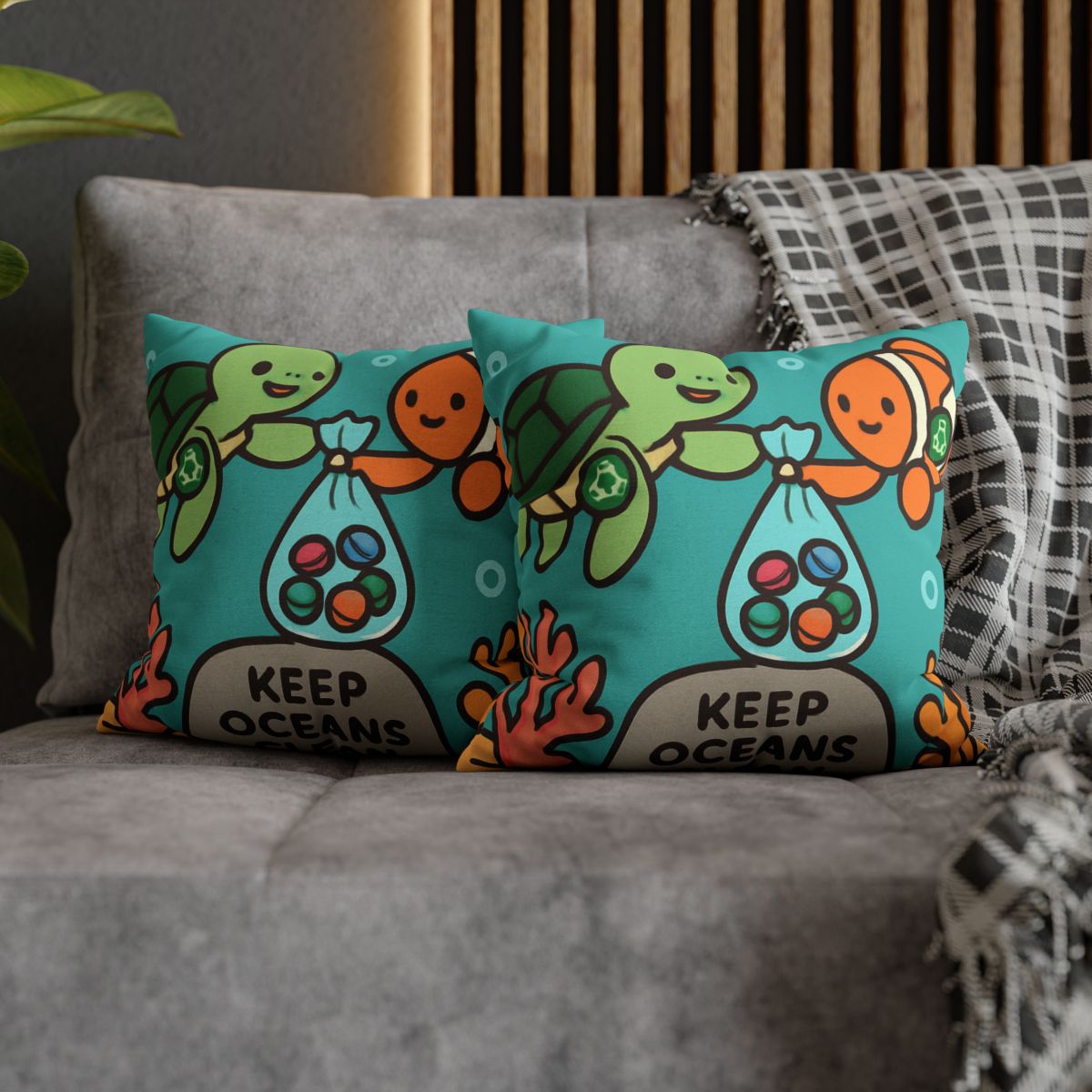 Coral Reef Cleanup Crew soft cotton pillow cases