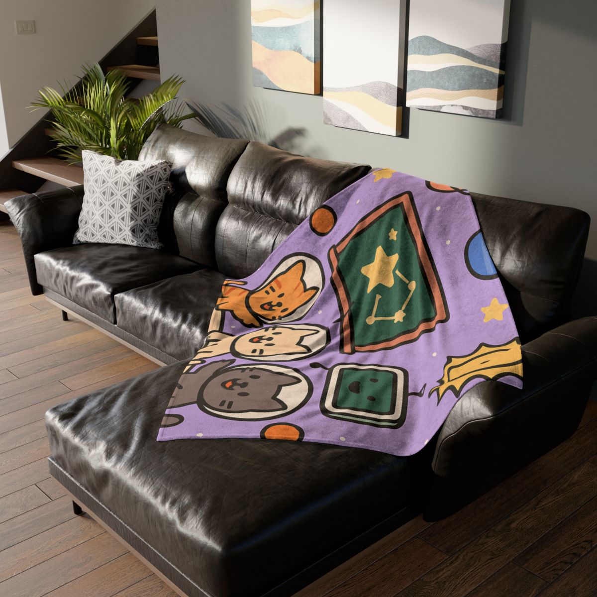 Space School Astronaut Cats designer printed blankets
