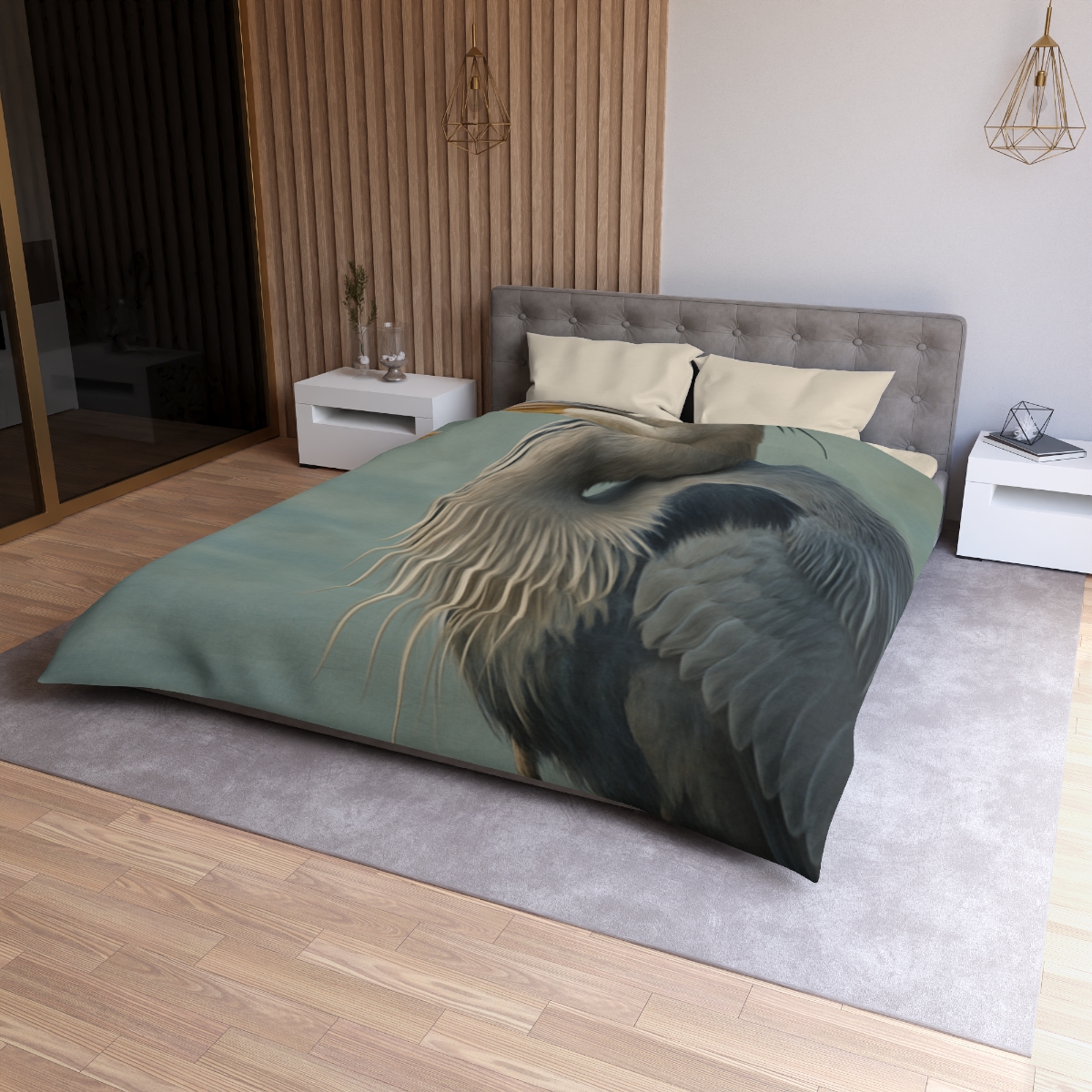 Harbor Watch Great Blue Heron unique patterned duvets