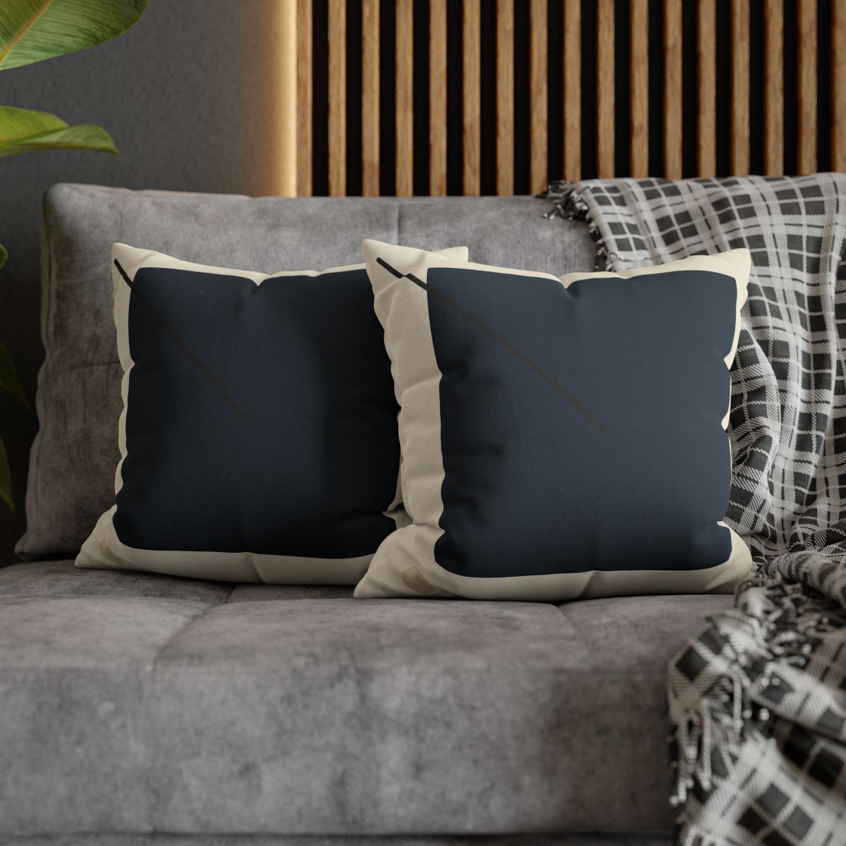 Diagonal Line And Square Balance soft cotton pillow cases