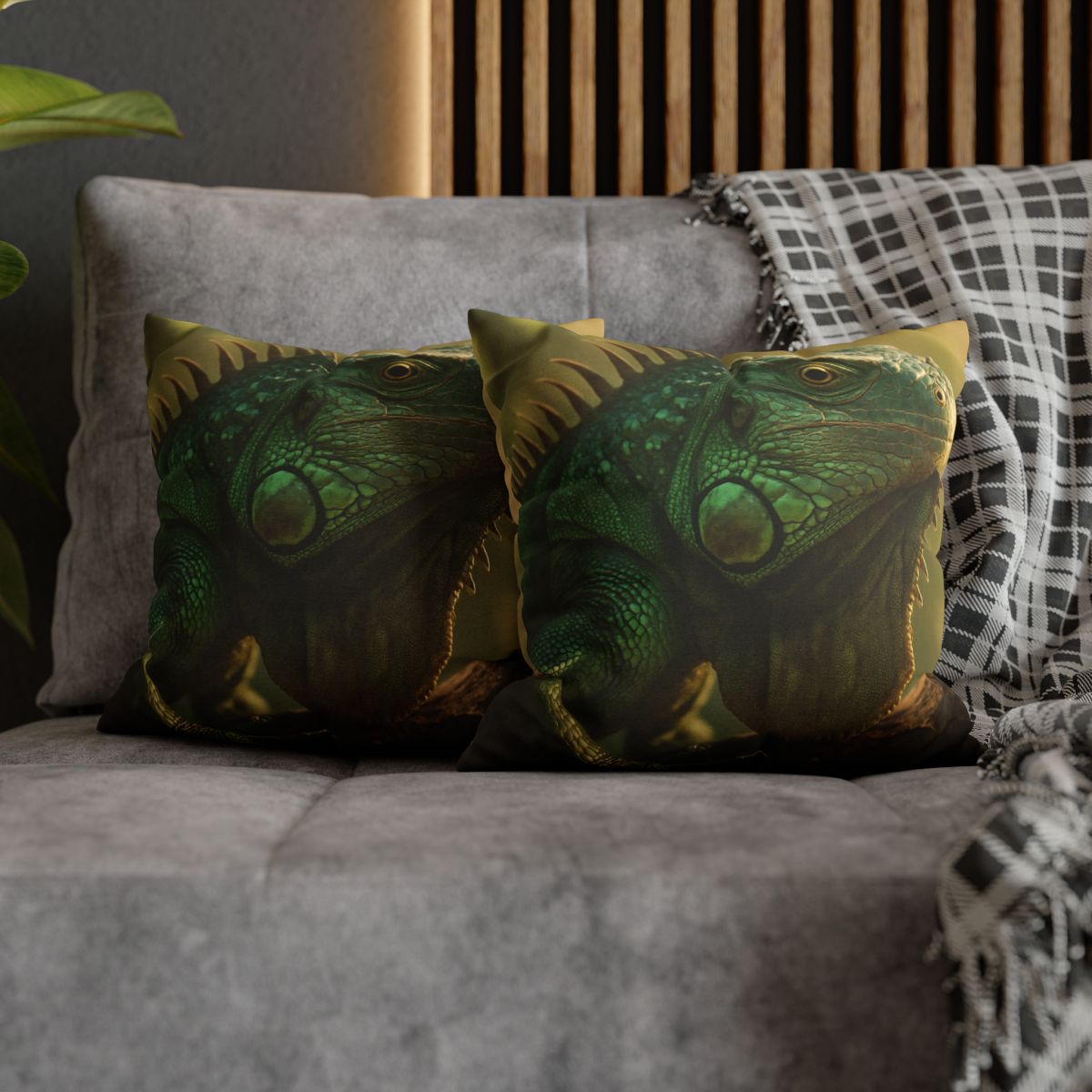 Sunlit Armor Green Iguana personalized pillow covers