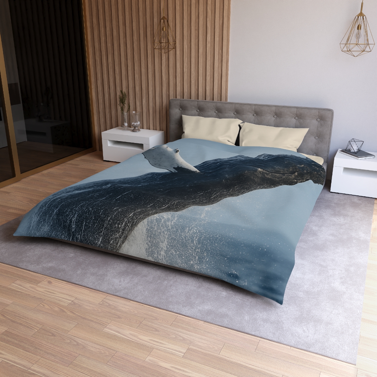 Humpback Whale Rising Calm designer printed duvets