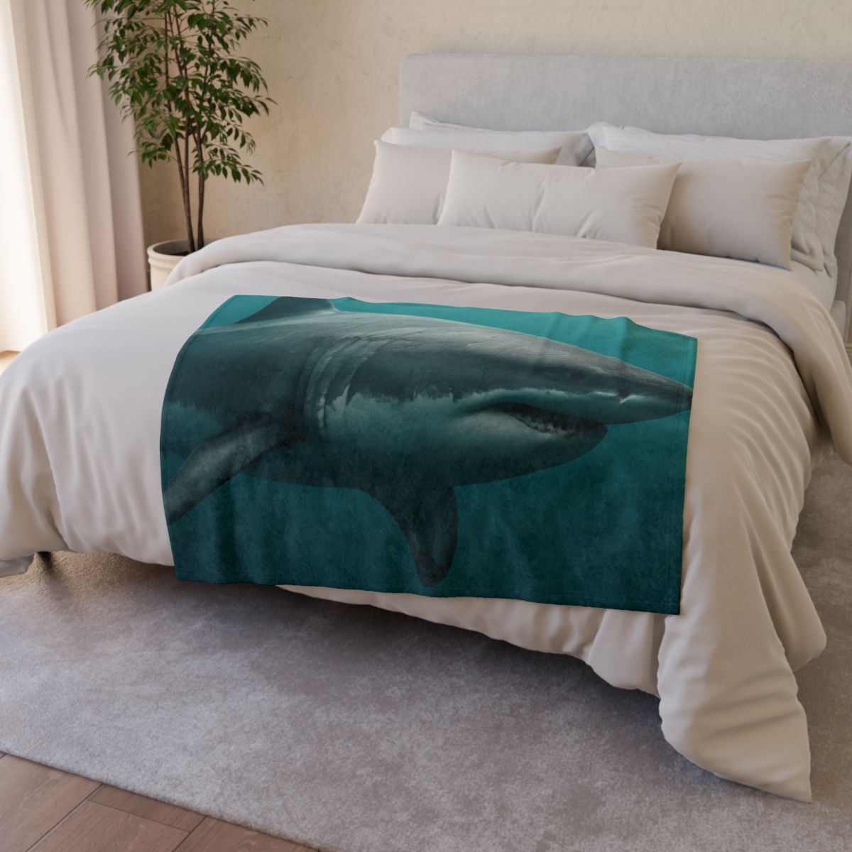 Silent Hunter Great White Shark designer printed blankets