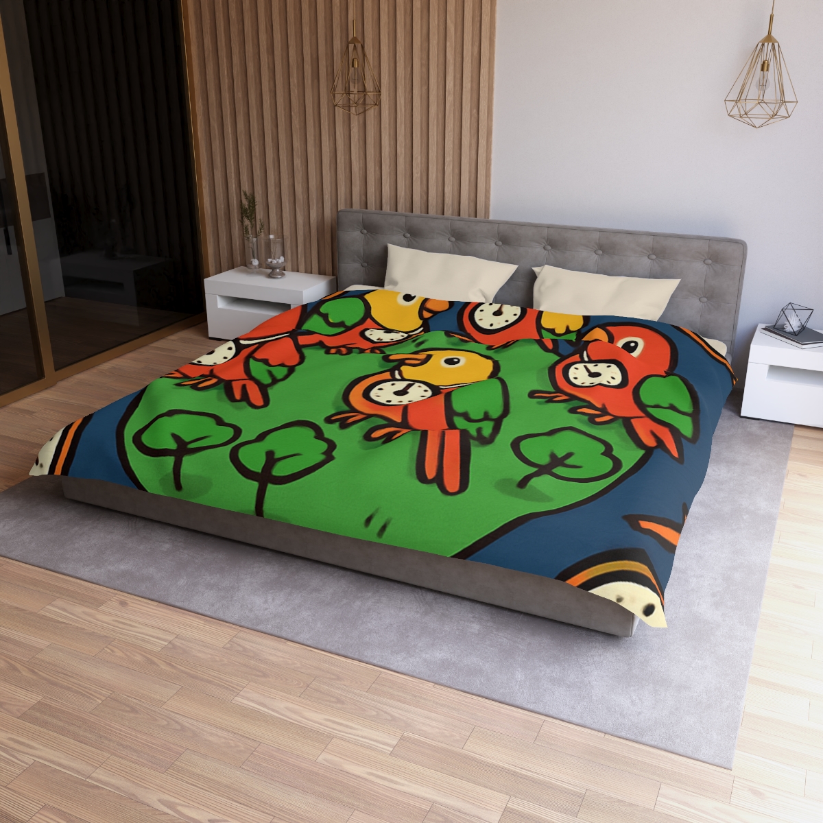 Time Traveling Parrot Planet personalized bedding duvets