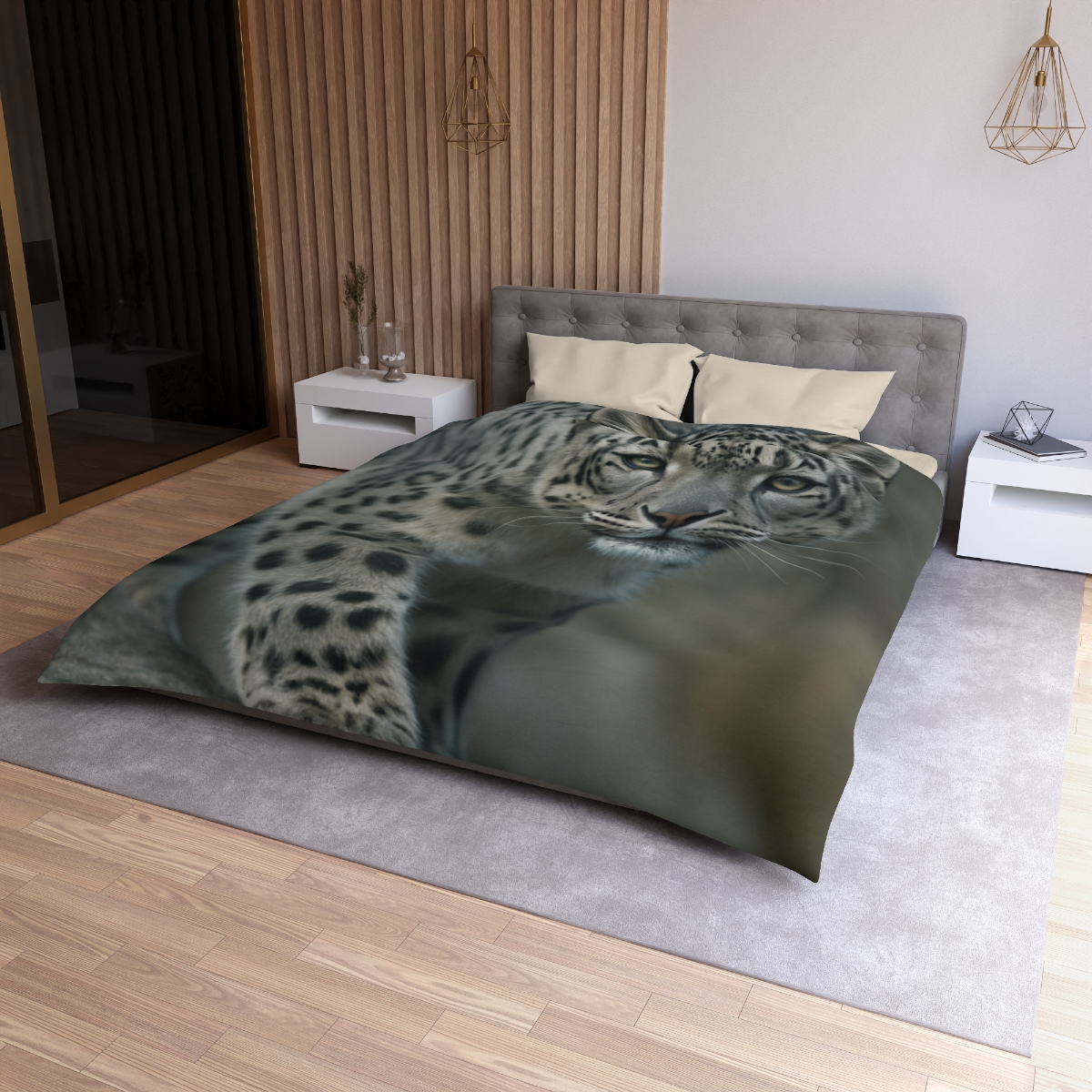 Starlit Sprint Snow Leopard soft comforter duvets