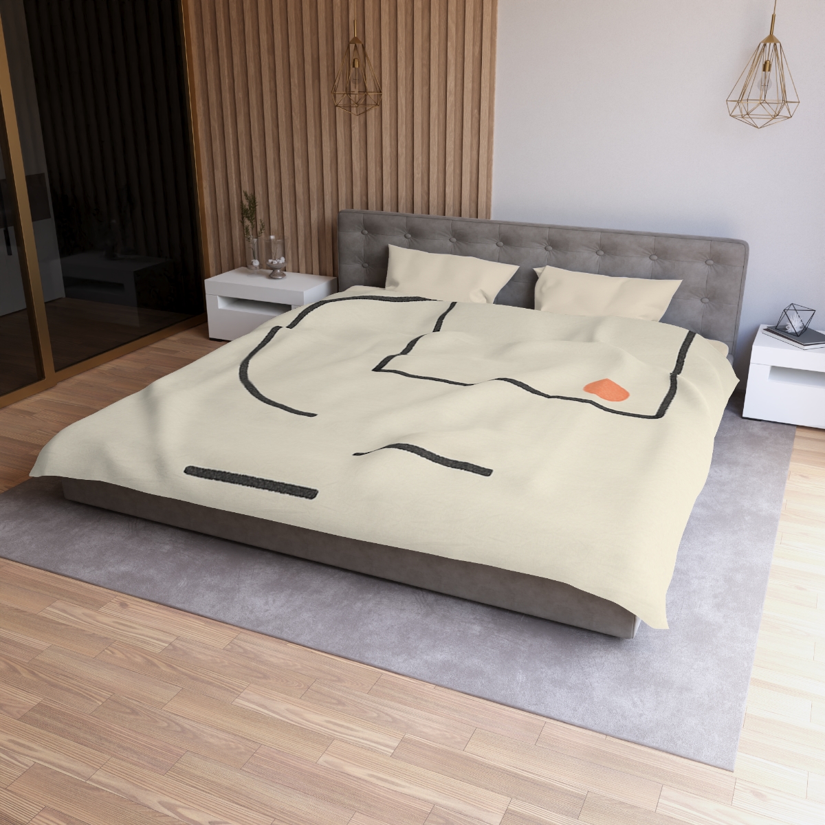 Offset Frame With Leaning Arc personalized bedding duvets