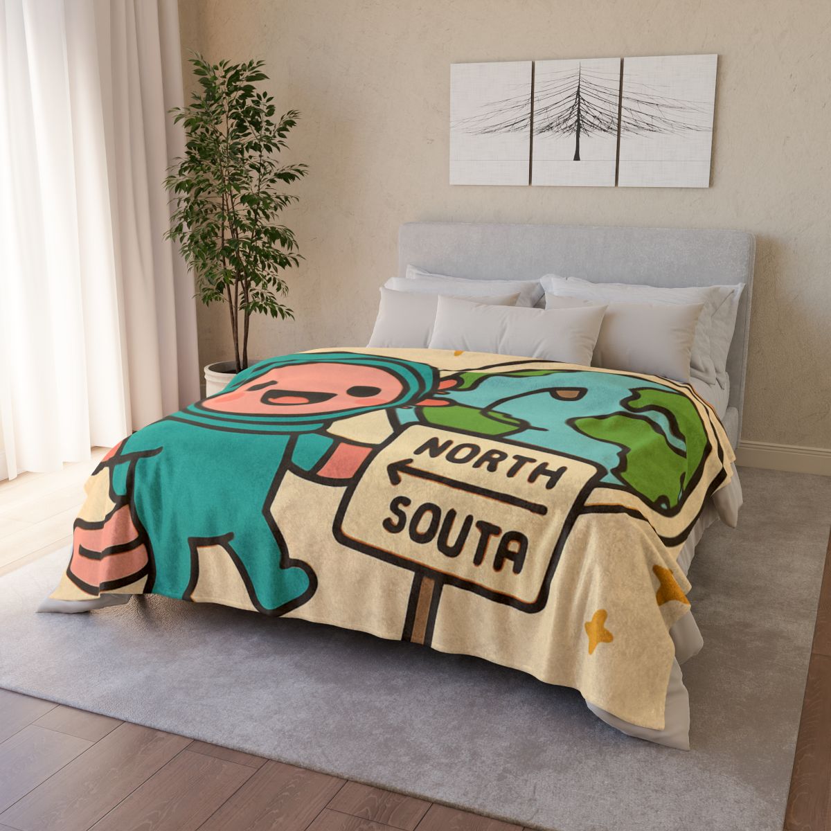 Luna The Axolotl Astronaut And The Bubble Planet Map stylish throw blankets