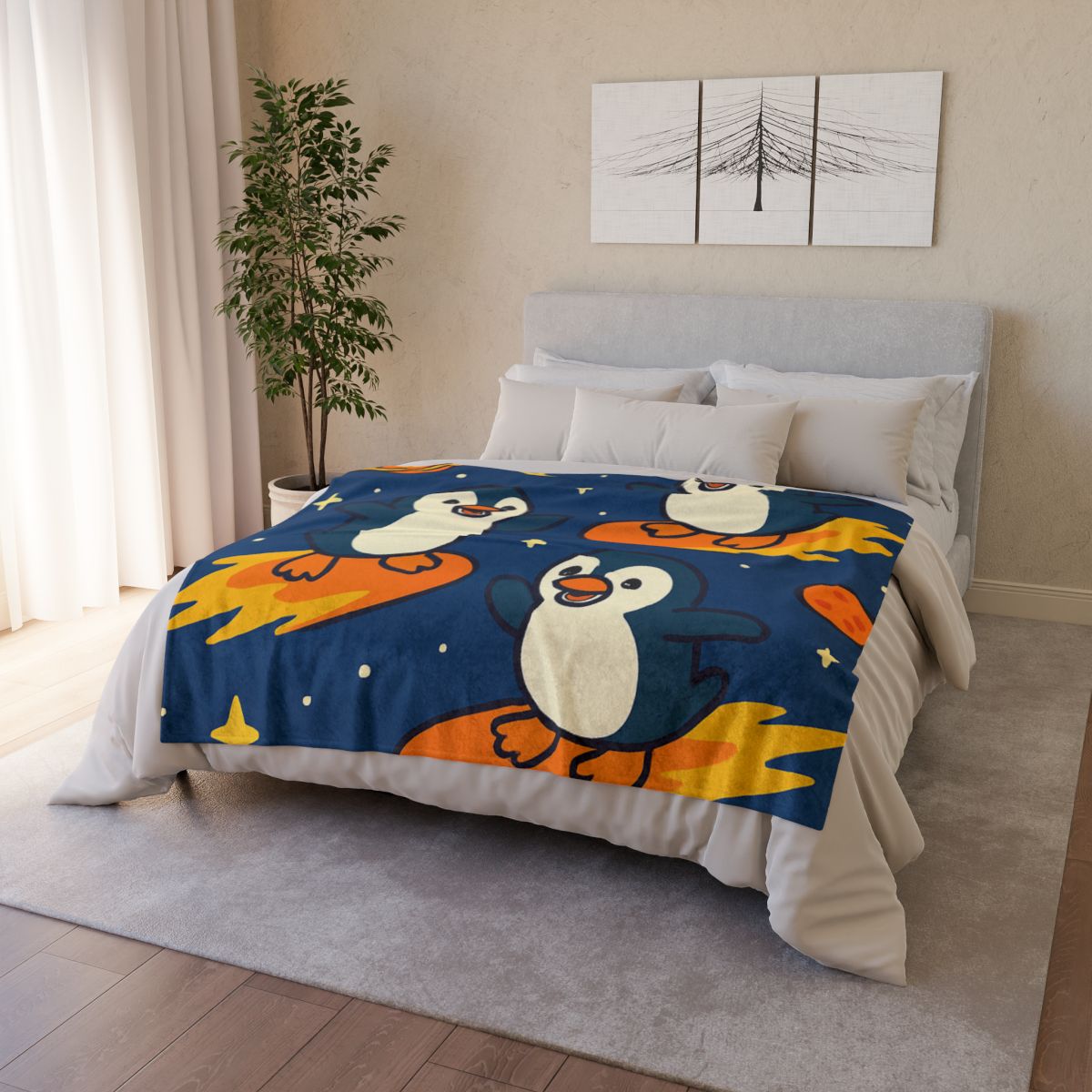 Comet Surfing Penguin Patrol warm winter blankets