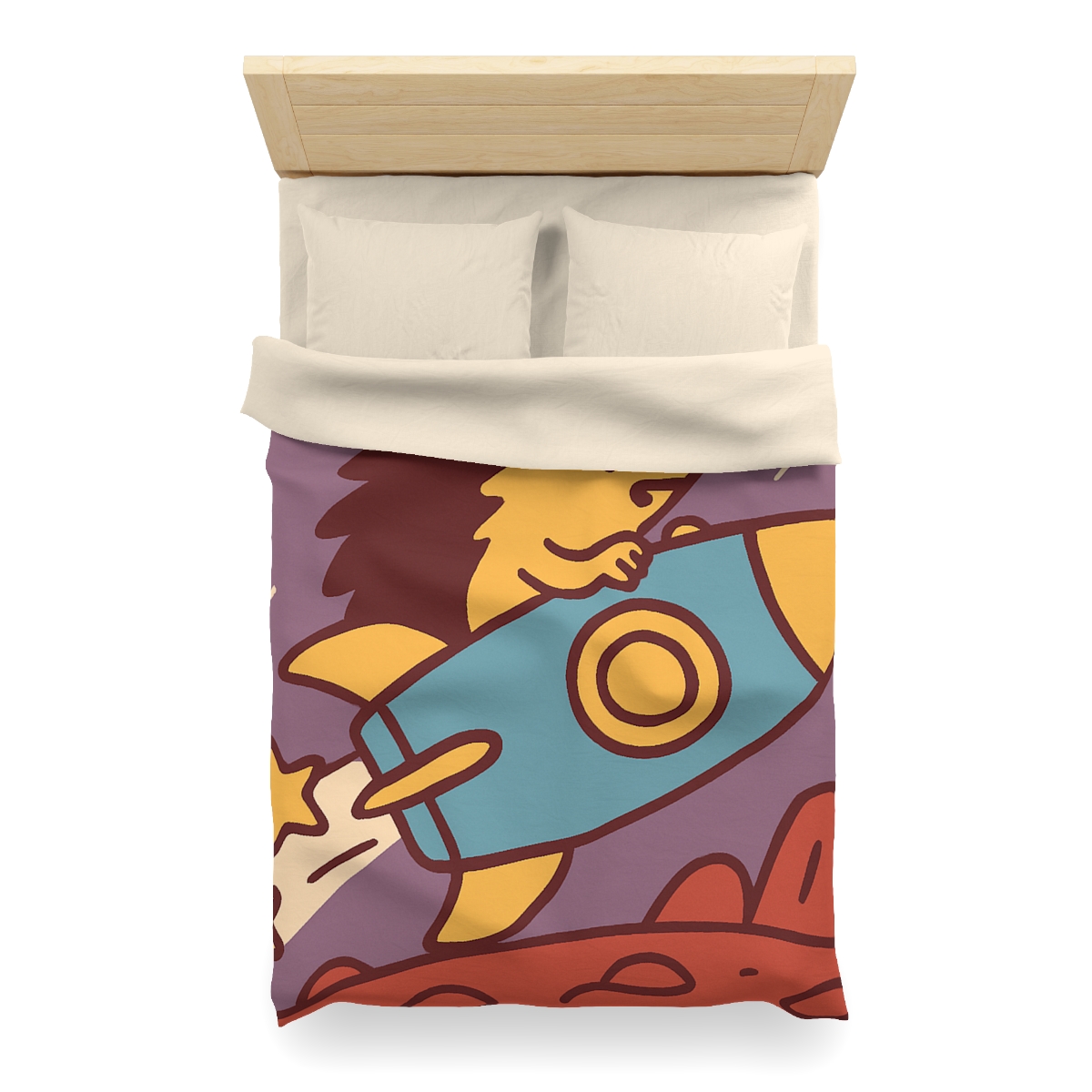 Rocket-Riding Hedgehog personalized bedding duvets