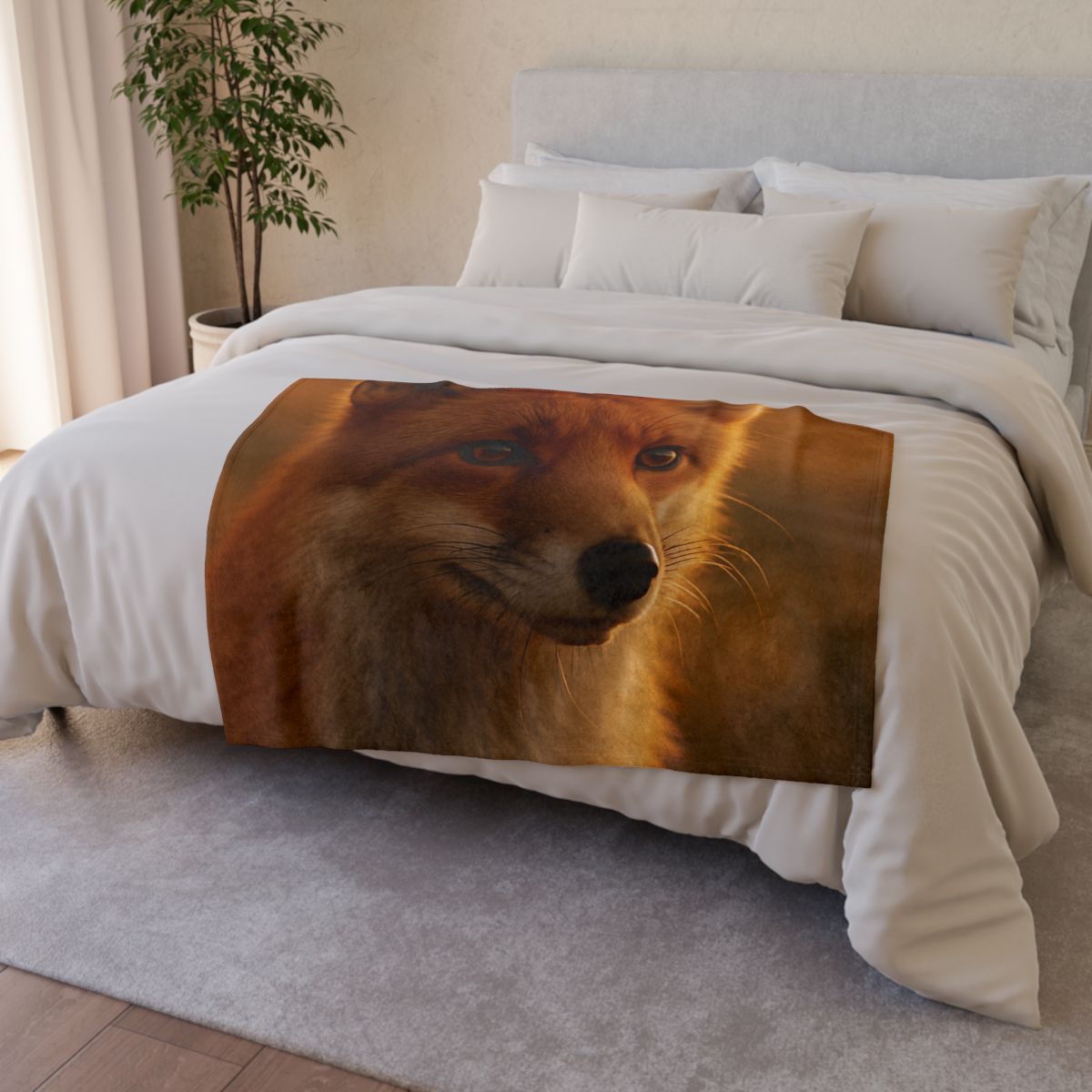 Crimson Whisper Red Fox soft fleece blankets