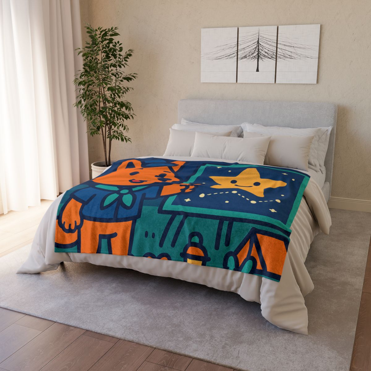Stargazing Fox Scouts decorative home blankets