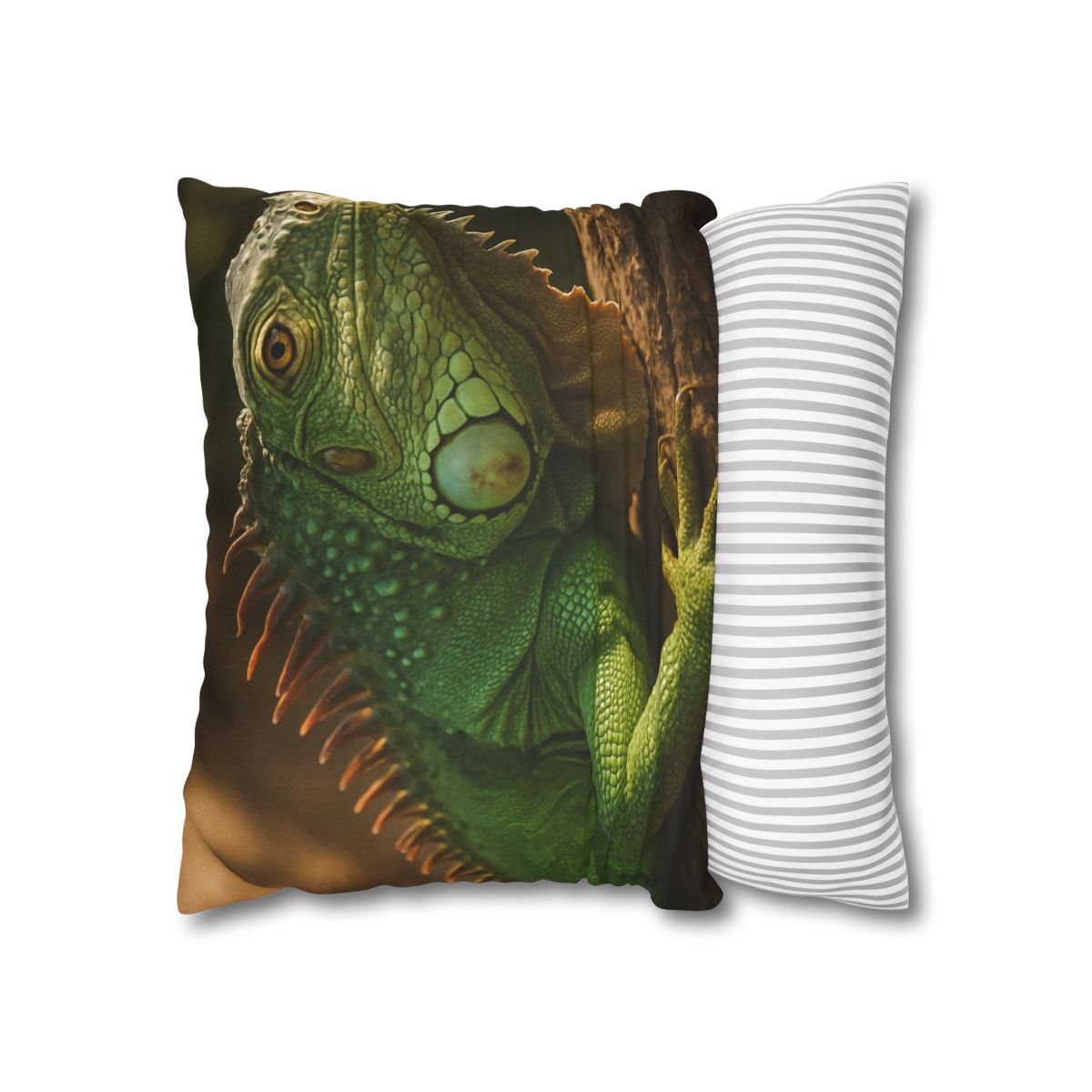 Sunlit Perch Green Iguana soft cotton pillow cases