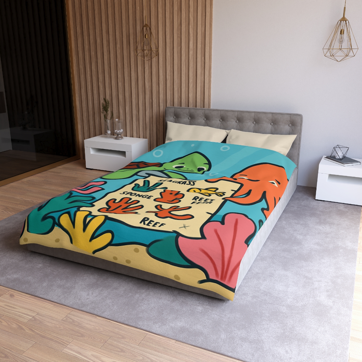Coral Reef Map Makers personalized bedding duvets