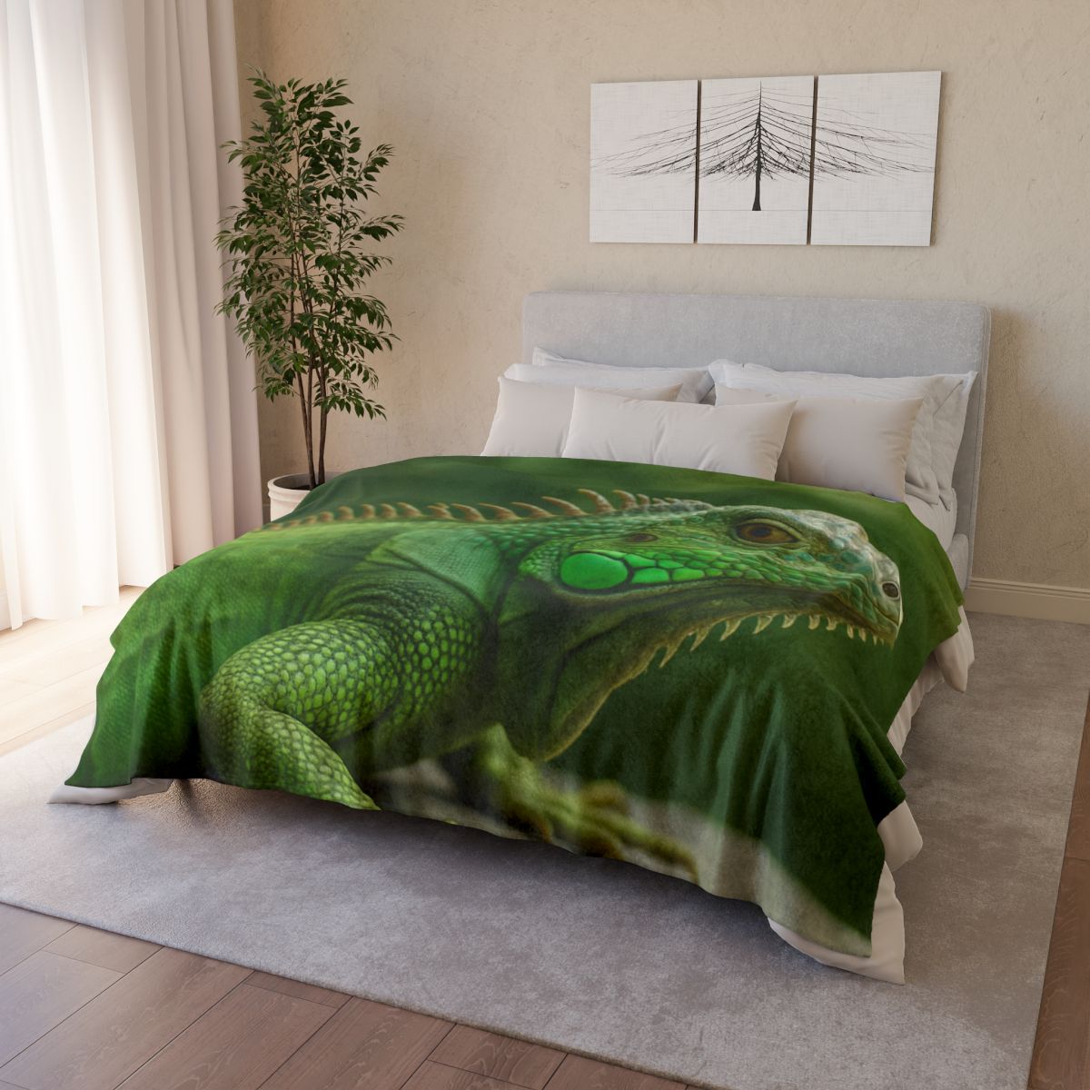 Stone Watcher Green Iguana decorative home blankets