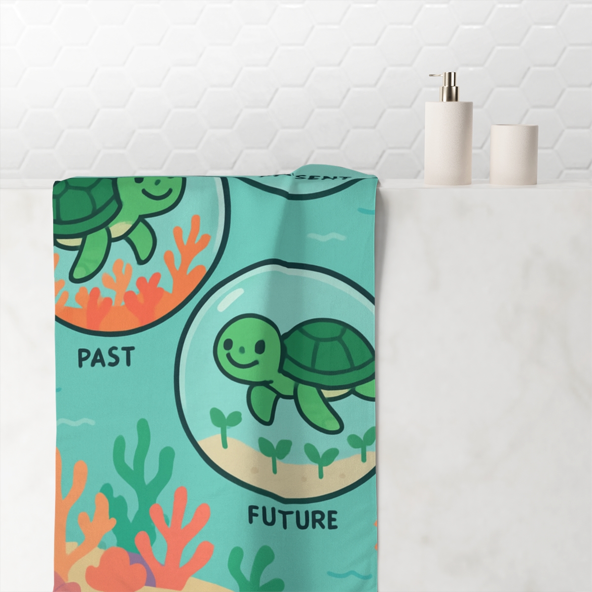 Time Bubble Turtles comfortable face towels