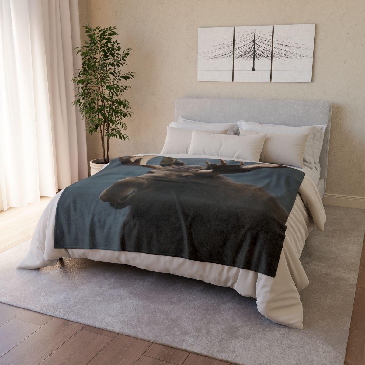 Quiet Titan Moose personalized cozy blankets