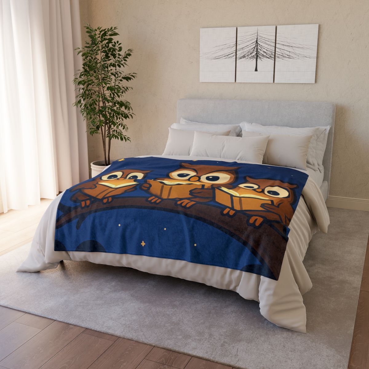 Moonlight Library Of Owls custom blankets