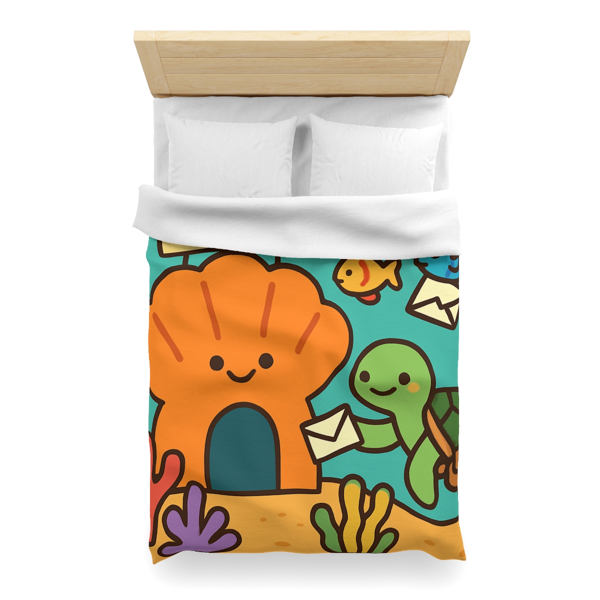 Coral Reef Post Office With Turtle Mail Carrier personalized bedding duvets