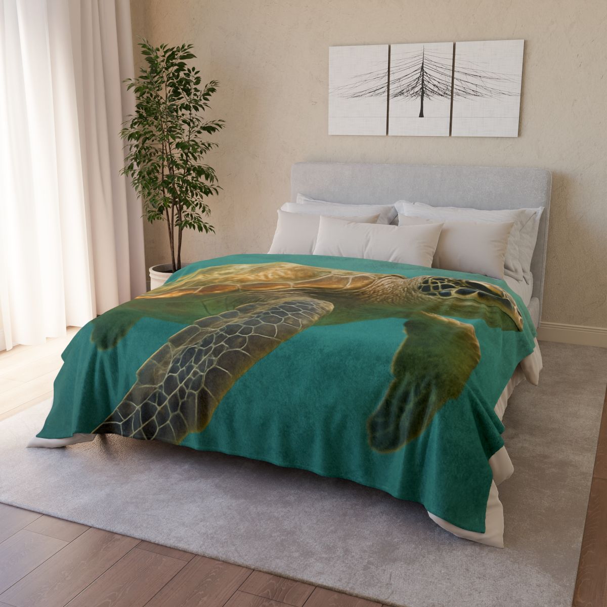 Amber Stillness Green Sea Turtle trendy patterned blankets