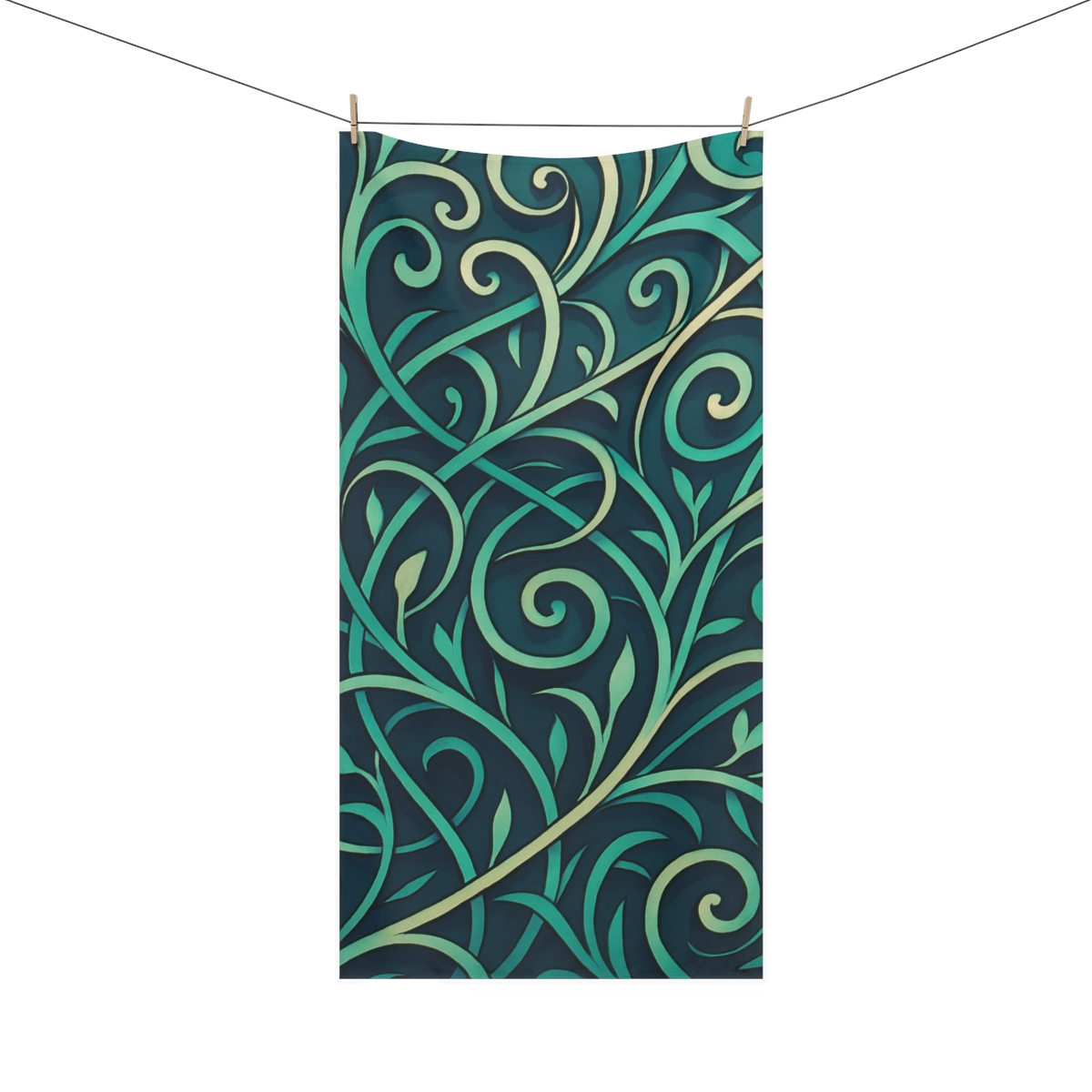 Vine Curl Lattice Drift designer printed towels