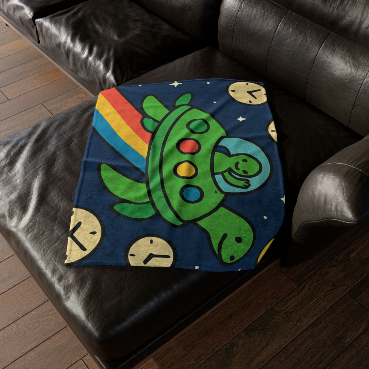 Time Traveling Turtle Spaceship trendy patterned blankets