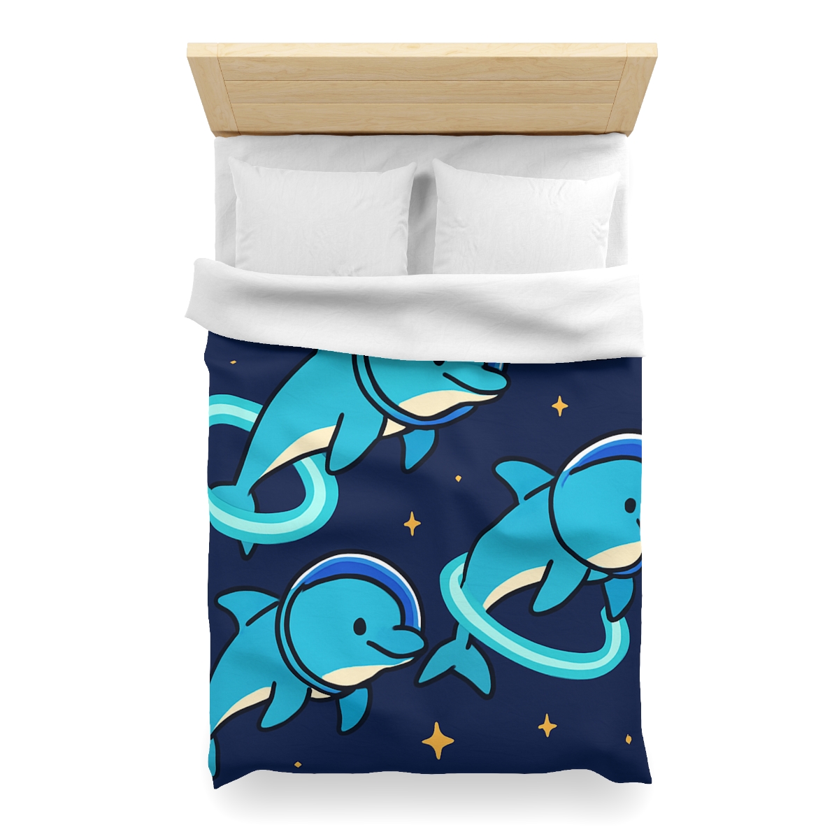 Cosmic Dolphin Playground personalized bedding duvets