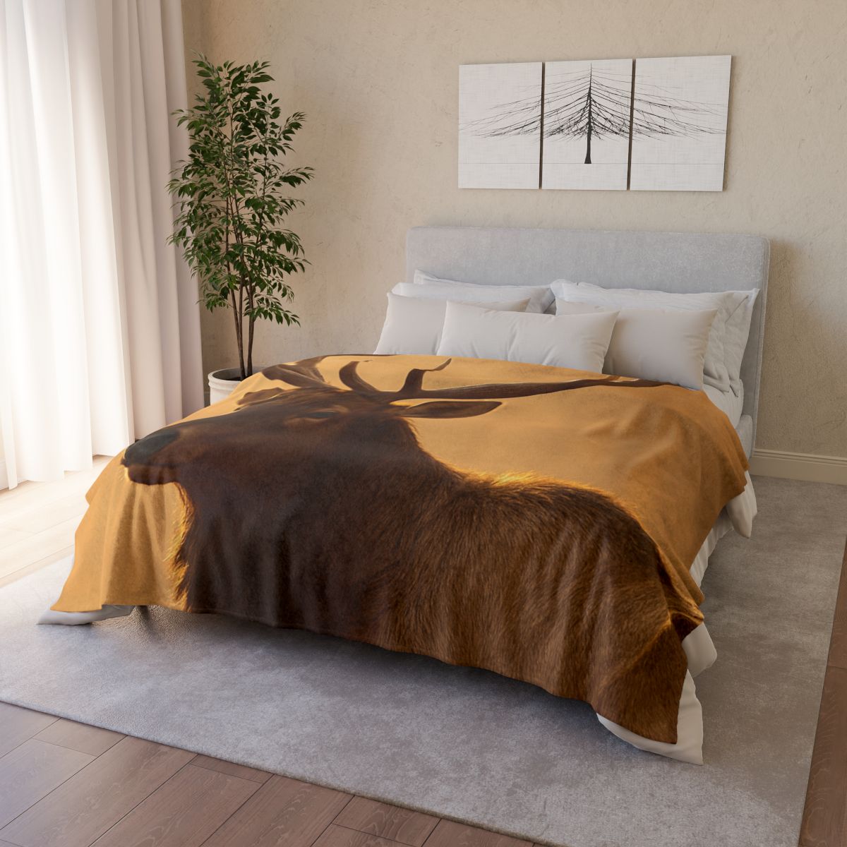 Antler Crown Mountain Elk personalized cozy blankets