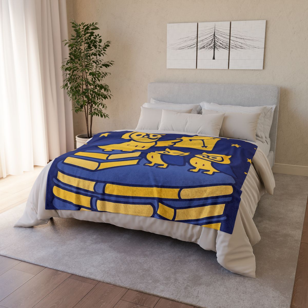 Starlight Library Run By Owls personalized cozy blankets