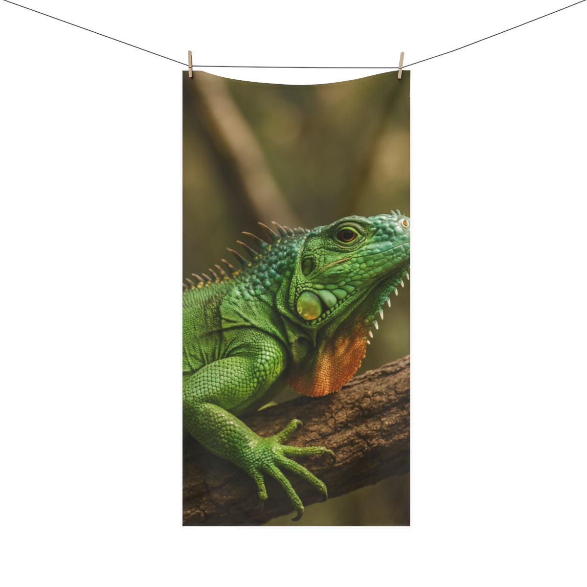 Emerald Drift Green Iguana personalized bath towels