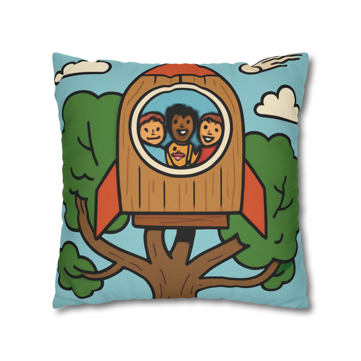 Time Traveling Treehouse Rocket stylish decorative pillowcases