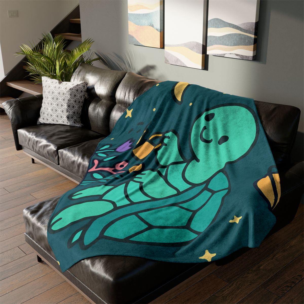 Starlight Sea Turtle Garden personalized cozy blankets