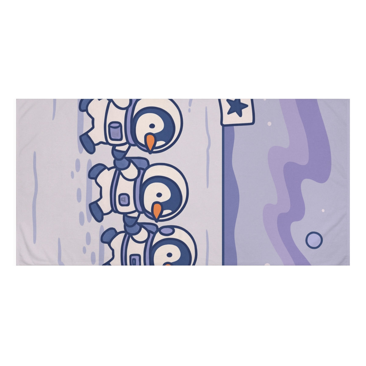 Astronaut Penguin Parade designer printed towels