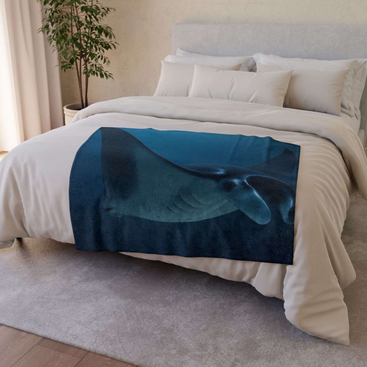 Celestial Glide Manta Ray soft fleece blankets