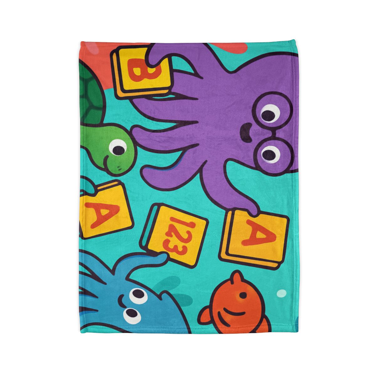 Octopus Librarian In Coral Reef School designer printed blankets