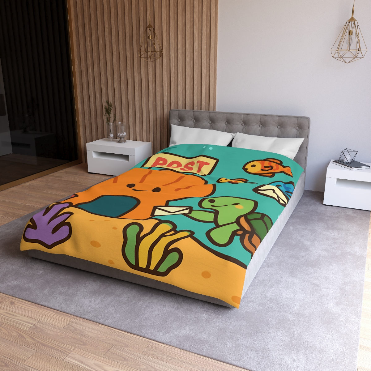 Coral Reef Post Office With Turtle Mail Carrier personalized bedding duvets