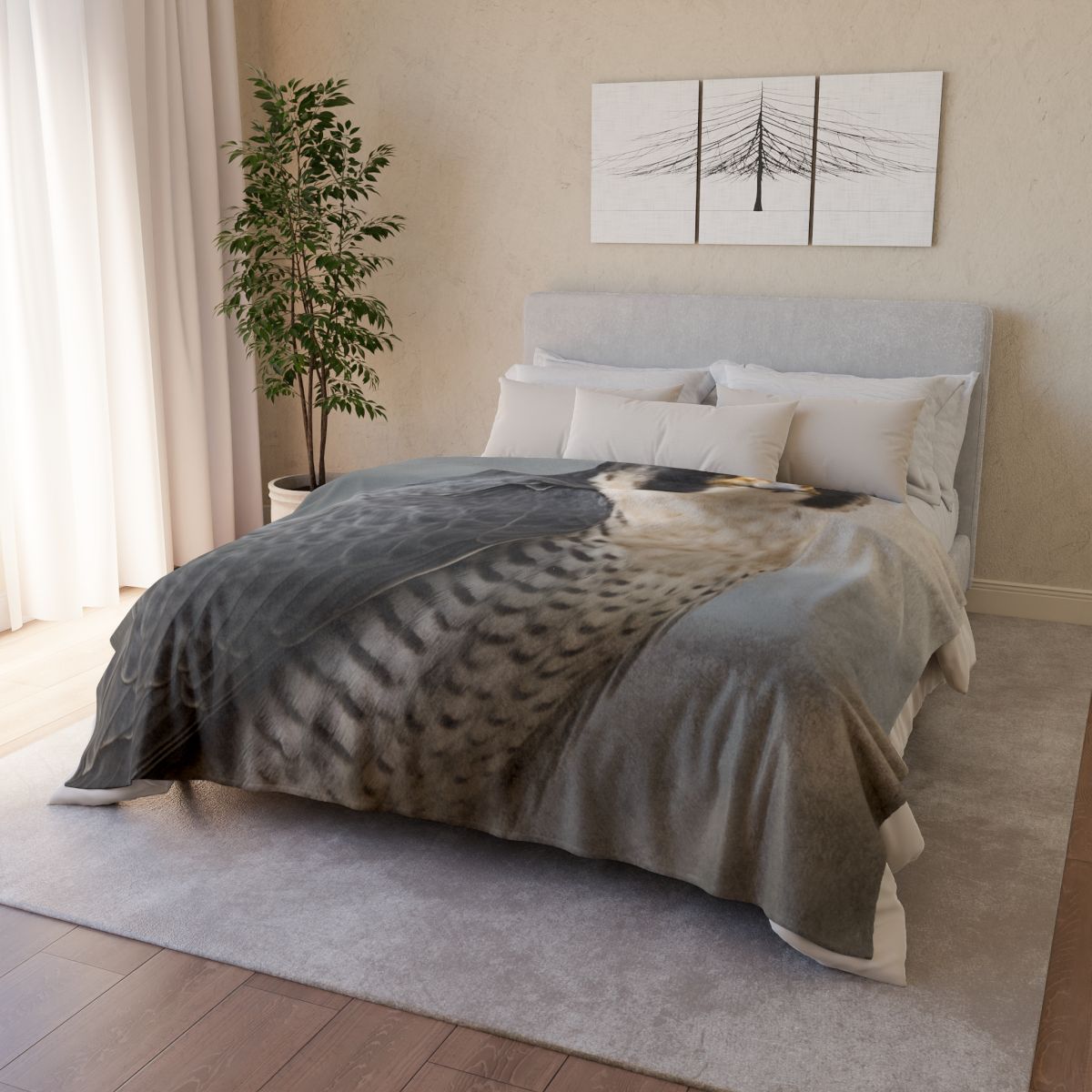Starlit Focus Peregrine Falcon soft fleece blankets