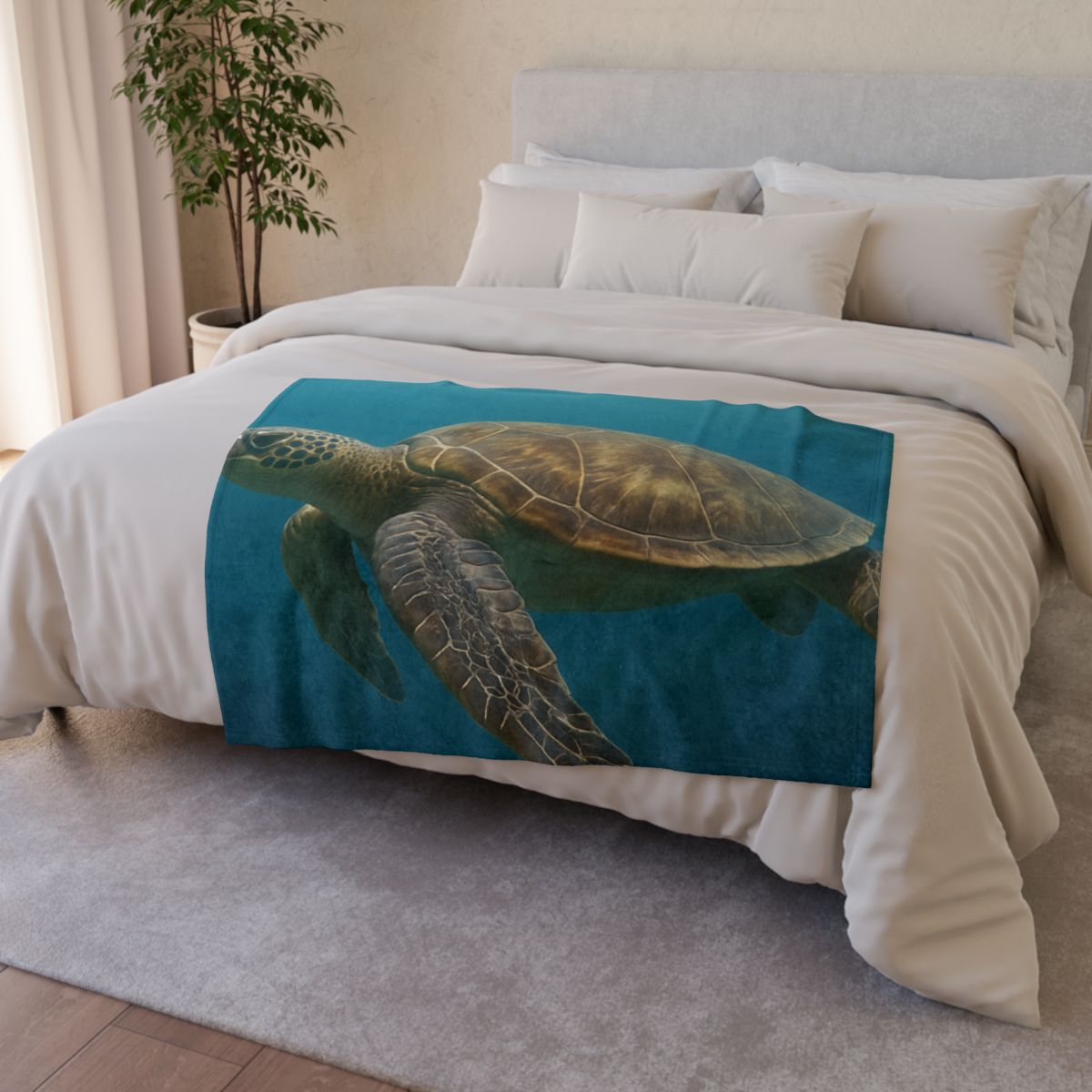 Emerald Drift Green Sea Turtle unique gift blankets