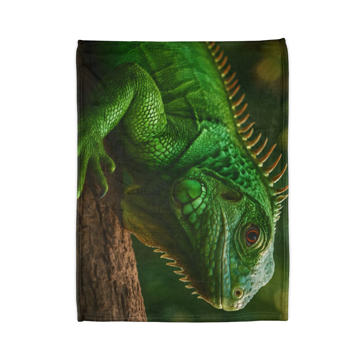 Emerald Gaze Green Iguana personalized cozy blankets