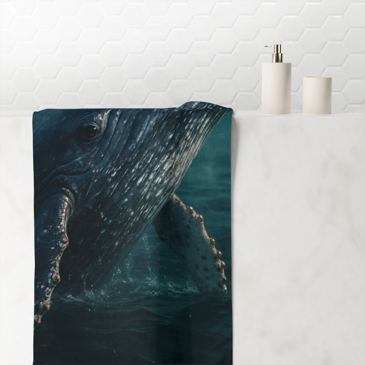 Ocean Lilt Humpback Whale designer printed towels