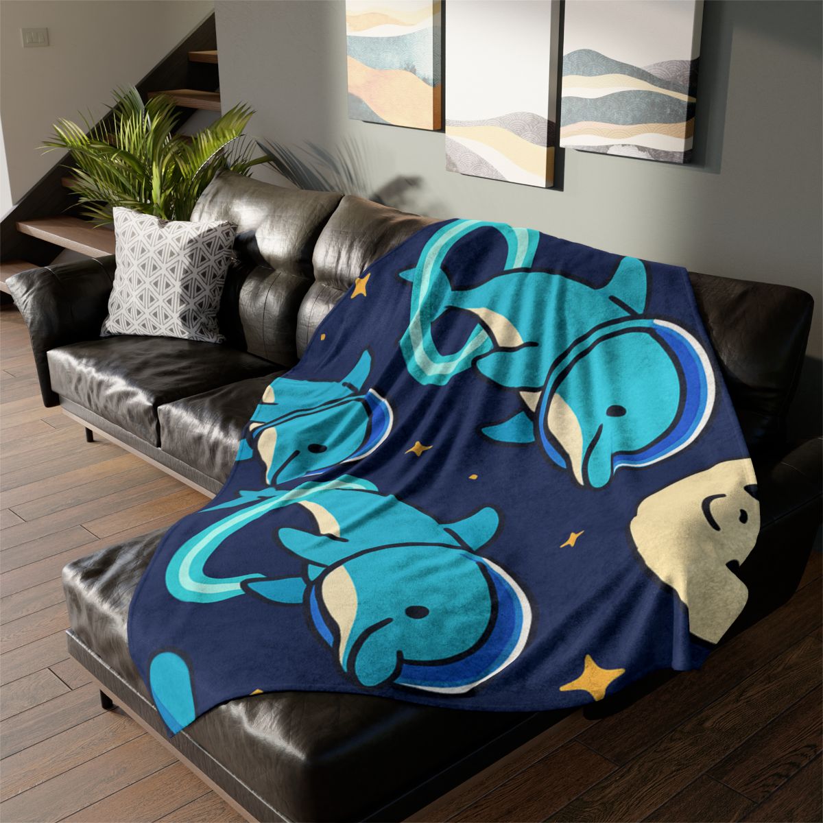 Cosmic Dolphin Playground trendy patterned blankets