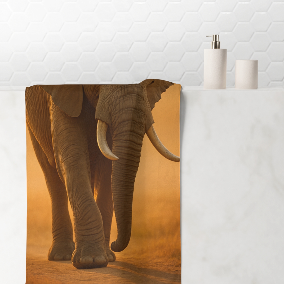 Ivory Giant Elephant trendy hand towels